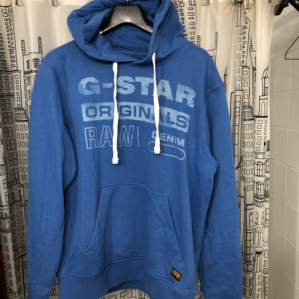 G-Star Blue Hoodie Sweatshirt Vintage Style